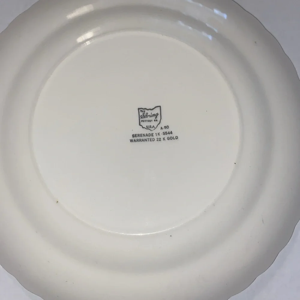 Sebring Pottery Co Lot 4 Chantilly 22K Gold 10” Dinner Plate Serenade Pattern
